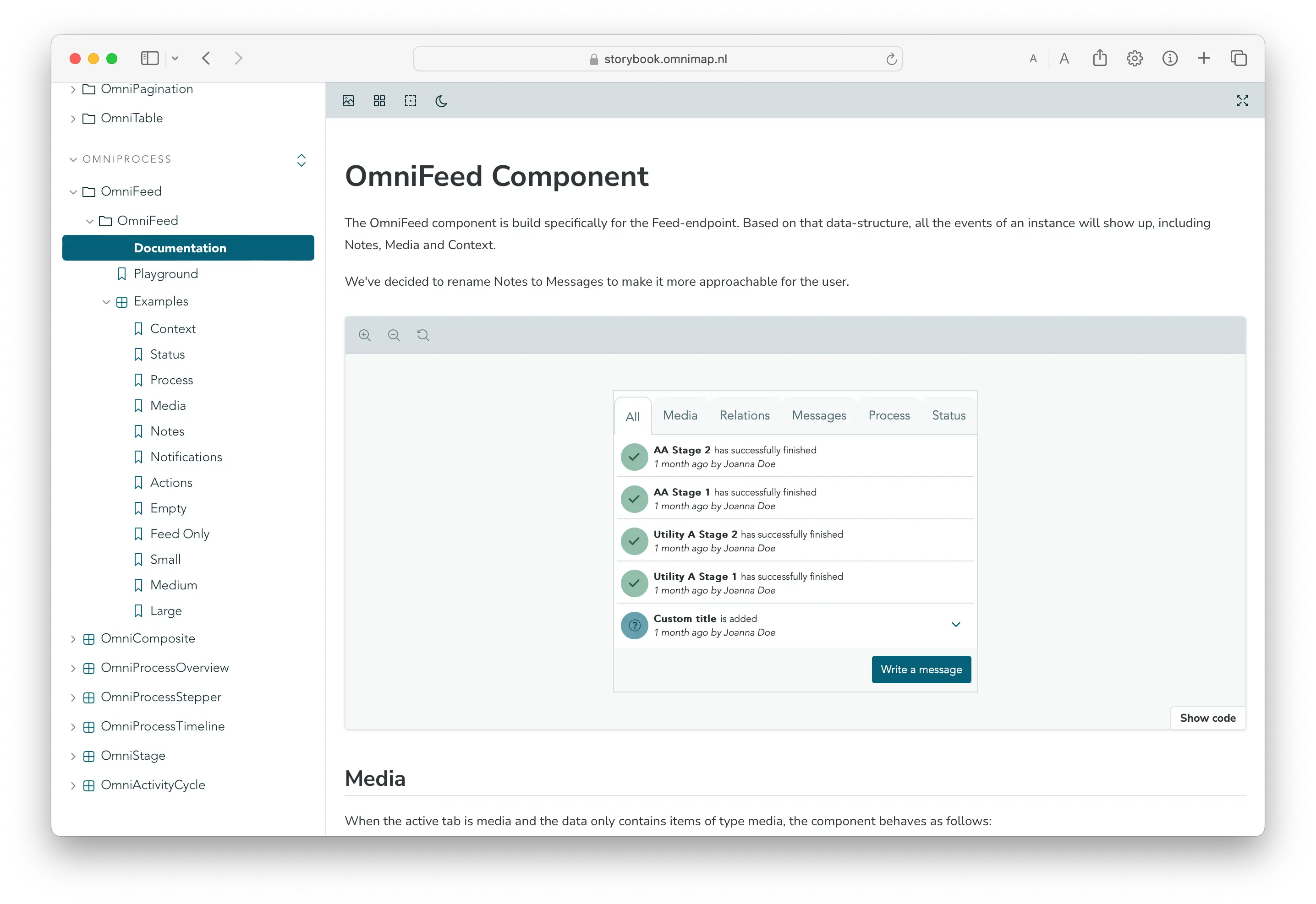 Storybook OmniSchema documentation page