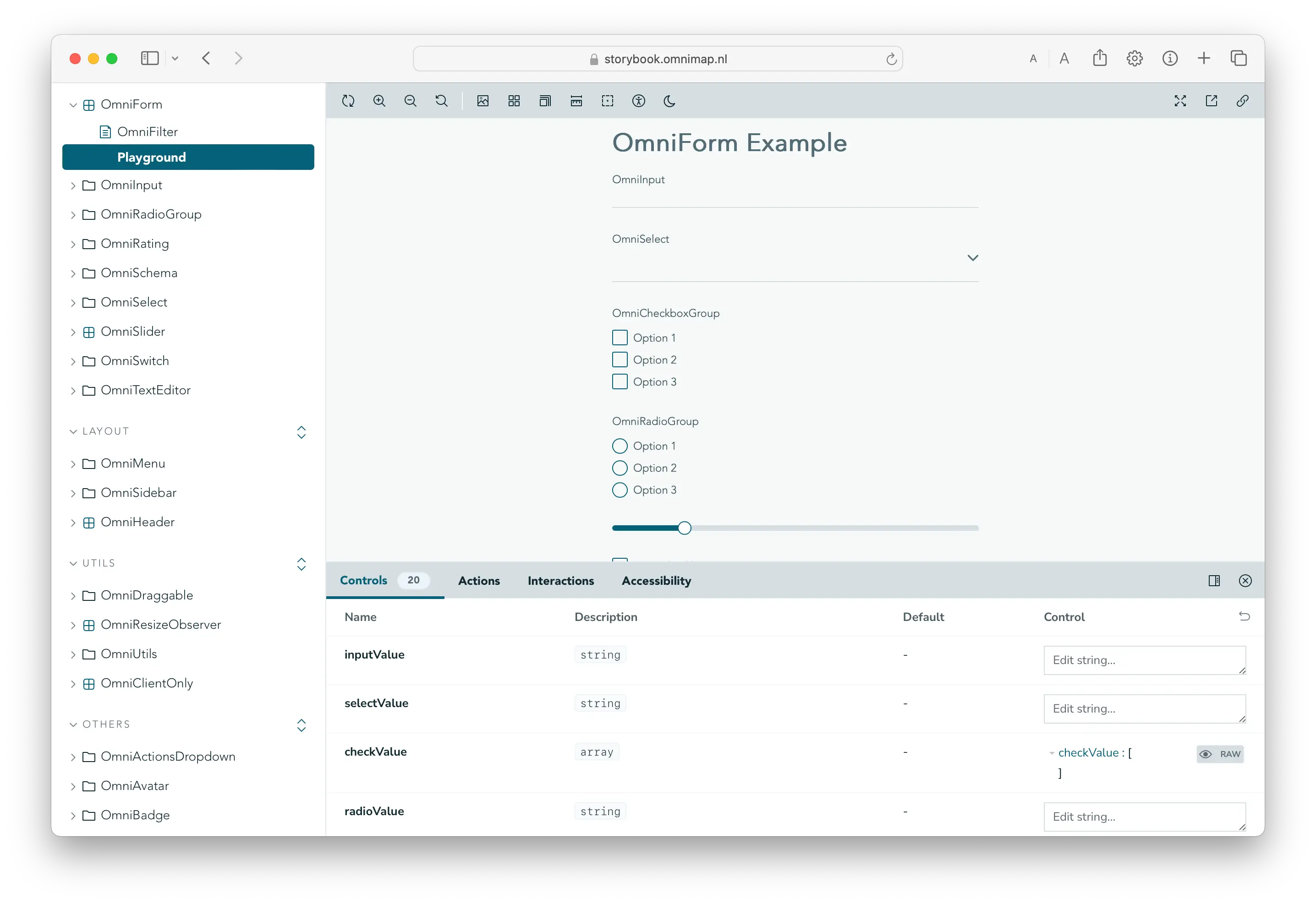 Storybook OmniSchema playground page